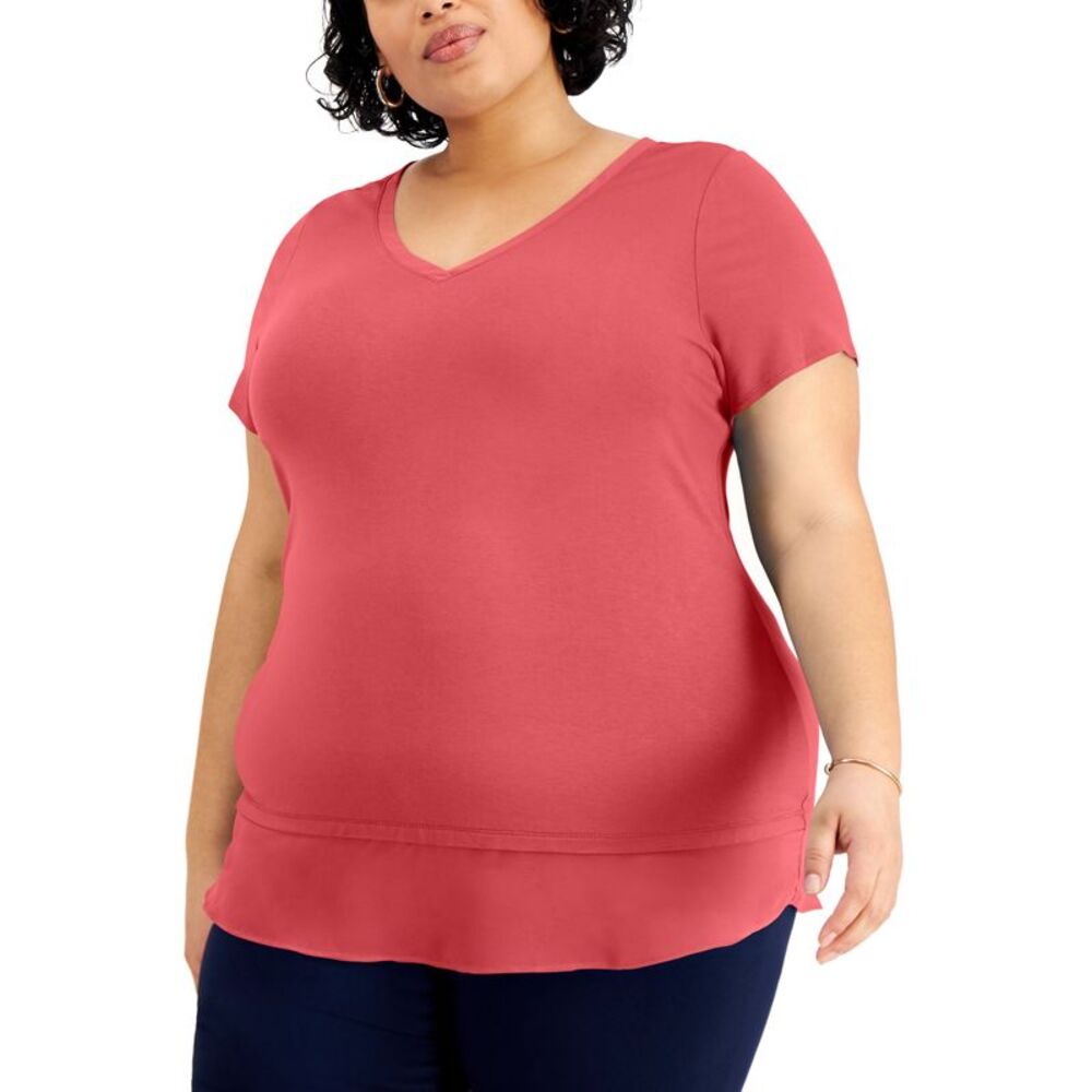 JM Collection Plus Size Layered Hem Top